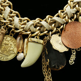 Luxury Semi-Precious Stone Coins Tooth Choker-Necklace Gold & White NWOT