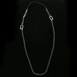Luxury Leather Strap  Beads Necklace Gold & Black NWOT