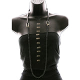 Luxury Leather Strap  Beads Necklace Gold & Black NWOT
