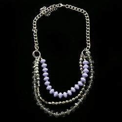Luxury Faceted Necklace Silver/Purple NWOT