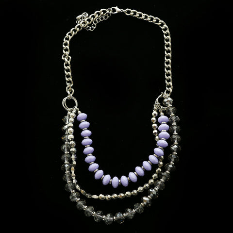 Luxury Faceted Necklace Silver/Purple NWOT
