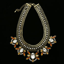 Luxury Crystal Choker-Necklace Gold/Orange NWOT