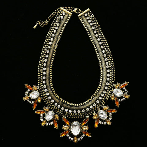 Luxury Crystal Choker-Necklace Gold/Orange NWOT