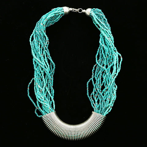 Luxury Beads Necklace Silver/Green NWOT