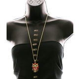 Luxury Owl Crystal Necklace Gold & Red NWOT