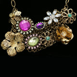 Luxury Flower Crystal Necklace Gold & Purple NWOT