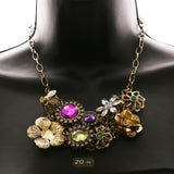 Luxury Flower Crystal Necklace Gold & Purple NWOT