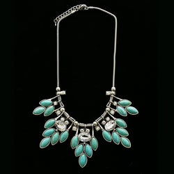 Luxury Semi-Precious Stone Crystal Necklace Silver & Blue NWOT