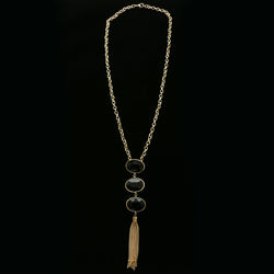 Luxury Crystal Y-Necklace Gold/Black NWOT