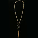 Luxury Crystal Y-Necklace Gold/Black NWOT