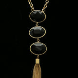 Luxury Crystal Y-Necklace Gold/Black NWOT