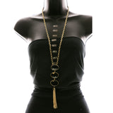 Luxury Crystal Y-Necklace Gold/Black NWOT