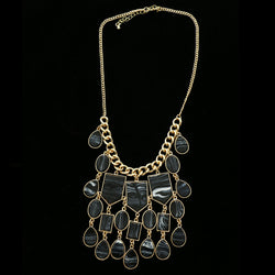 Luxury Semi-Precious Stone Necklace Gold/Black NWOT