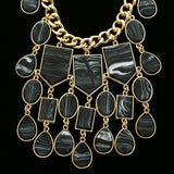 Luxury Semi-Precious Stone Necklace Gold/Black NWOT