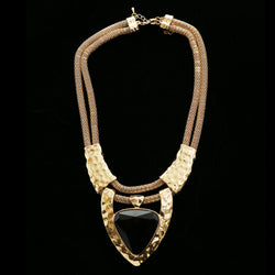 Luxury Hammered Finish Faceted Necklace Gold & Black NWOT