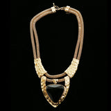 Luxury Hammered Finish Faceted Necklace Gold & Black NWOT