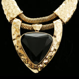 Luxury Hammered Finish Faceted Necklace Gold & Black NWOT