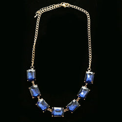 Luxury Crystal Necklace Gold/Blue NWOT