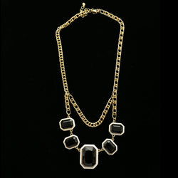 Luxury Faceted Necklace Gold/Black NWOT