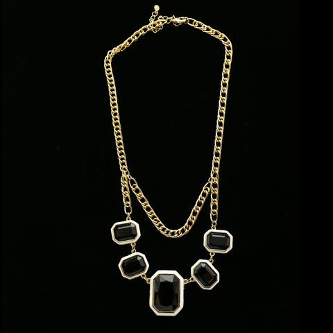 Luxury Faceted Necklace Gold/Black NWOT