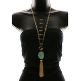 Luxury Semi-Precious Stone Crystal Y-Necklace Gold & Blue NWOT