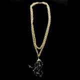 Luxury Crystal Flower Necklace Gold & Black NWOT