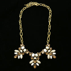 Luxury Crystal Y-Necklace Gold/White NWOT