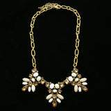 Luxury Crystal Y-Necklace Gold/White NWOT