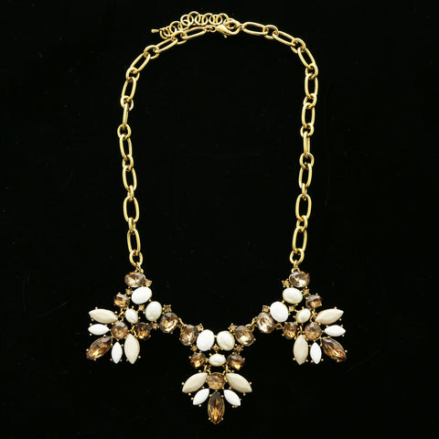 Luxury Crystal Y-Necklace Gold/White NWOT