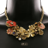 Luxury Crystal Flower Choker-Necklace Gold & Pink NWOT