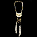 Luxury Beads Crystal Necklace Gold & White NWOT