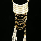 Luxury Beads Crystal Necklace Gold & White NWOT