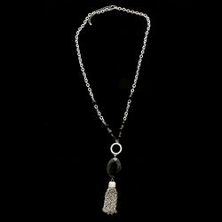 Luxury Crystal Y-Necklace Silver/Black NWOT