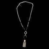 Luxury Crystal Y-Necklace Silver/Black NWOT