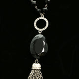 Luxury Crystal Y-Necklace Silver/Black NWOT
