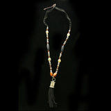 Luxury Wooden Beads Leather Necklace Gold & Brown NWOT