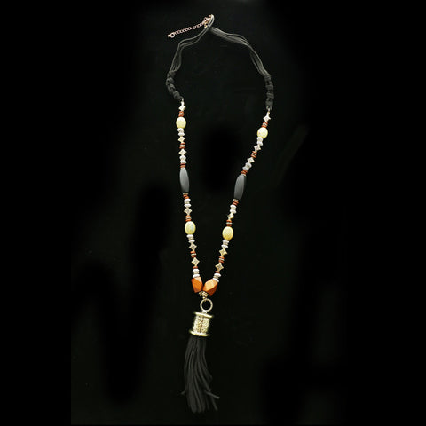 Luxury Wooden Beads Leather Necklace Gold & Brown NWOT