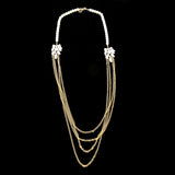 Luxury Crystal Pearl Necklace Gold & White NWOT