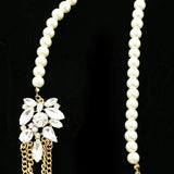 Luxury Crystal Pearl Necklace Gold & White NWOT
