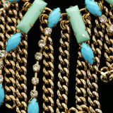 Luxury Crystal Necklace Gold/Green NWOT