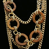 Luxury Wooden Necklace Gold/Brown NWOT