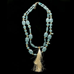 Luxury Faceted Necklace Gold/Blue NWOT