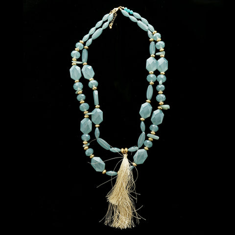 Luxury Faceted Necklace Gold/Blue NWOT