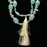 Luxury Faceted Necklace Gold/Blue NWOT
