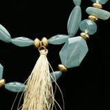 Luxury Faceted Necklace Gold/Blue NWOT