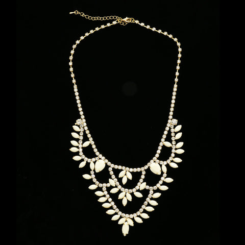 Luxury Crystal Necklace Gold/White NWOT