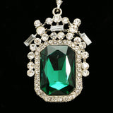 Luxury Crystal Necklace Silver/Green NWOT