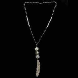 Luxury Y-Necklace Silver/Black NWOT