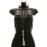 Luxury Y-Necklace Silver/Black NWOT