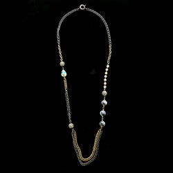 Luxury Crystal Necklace Gunmetal/Pink NWOT
